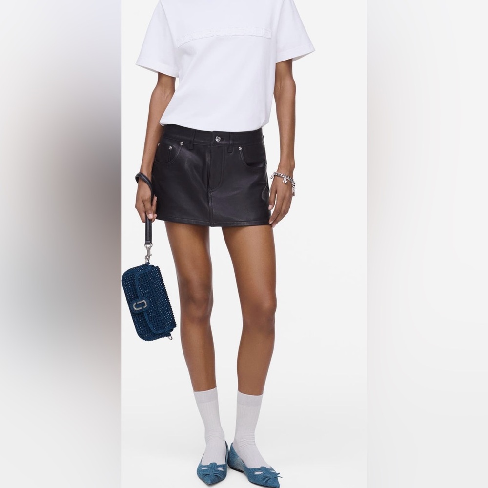 Marc Jacobs The Clover Crystal Embellished Denim Shoulder Bag Dark Wash Crystal - Picture 2 of 11